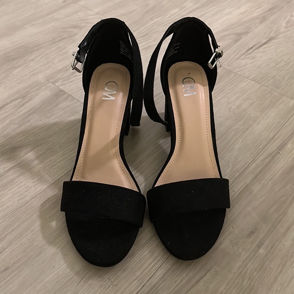 Chelsea Moreland Glory Microsuede Ankle-Strap Black Heels - Picture 2 of 3